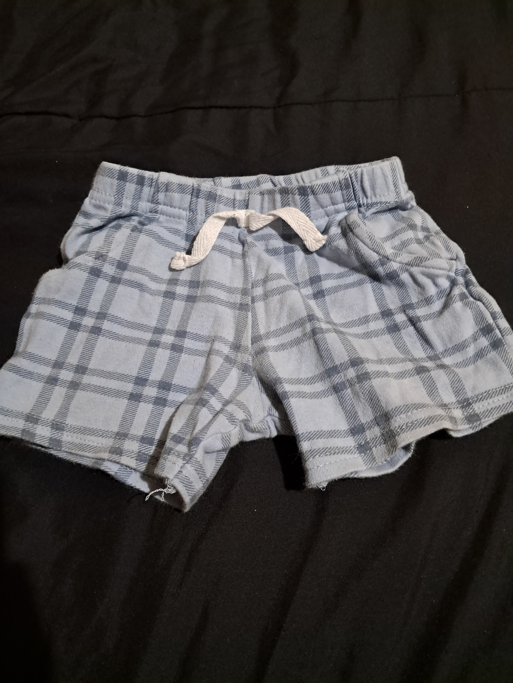 Hudson Baby Blue Plaid Drawstring Shorts